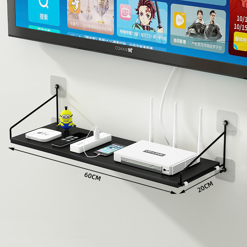 Wall Mounted Shelves No Punching TV Router Set-Top Box WiFi Storage ...