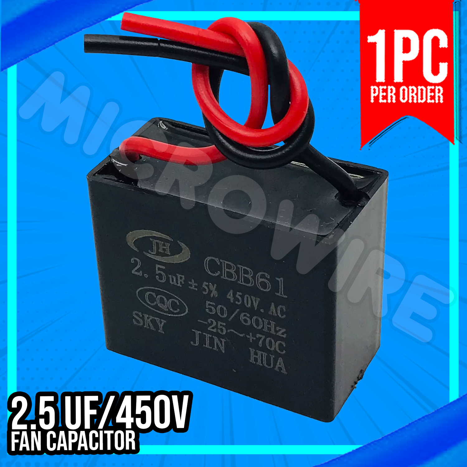 CBB61 starting capacitance AC Fan Capacitor 2.5uF/ 450V CBB Motor