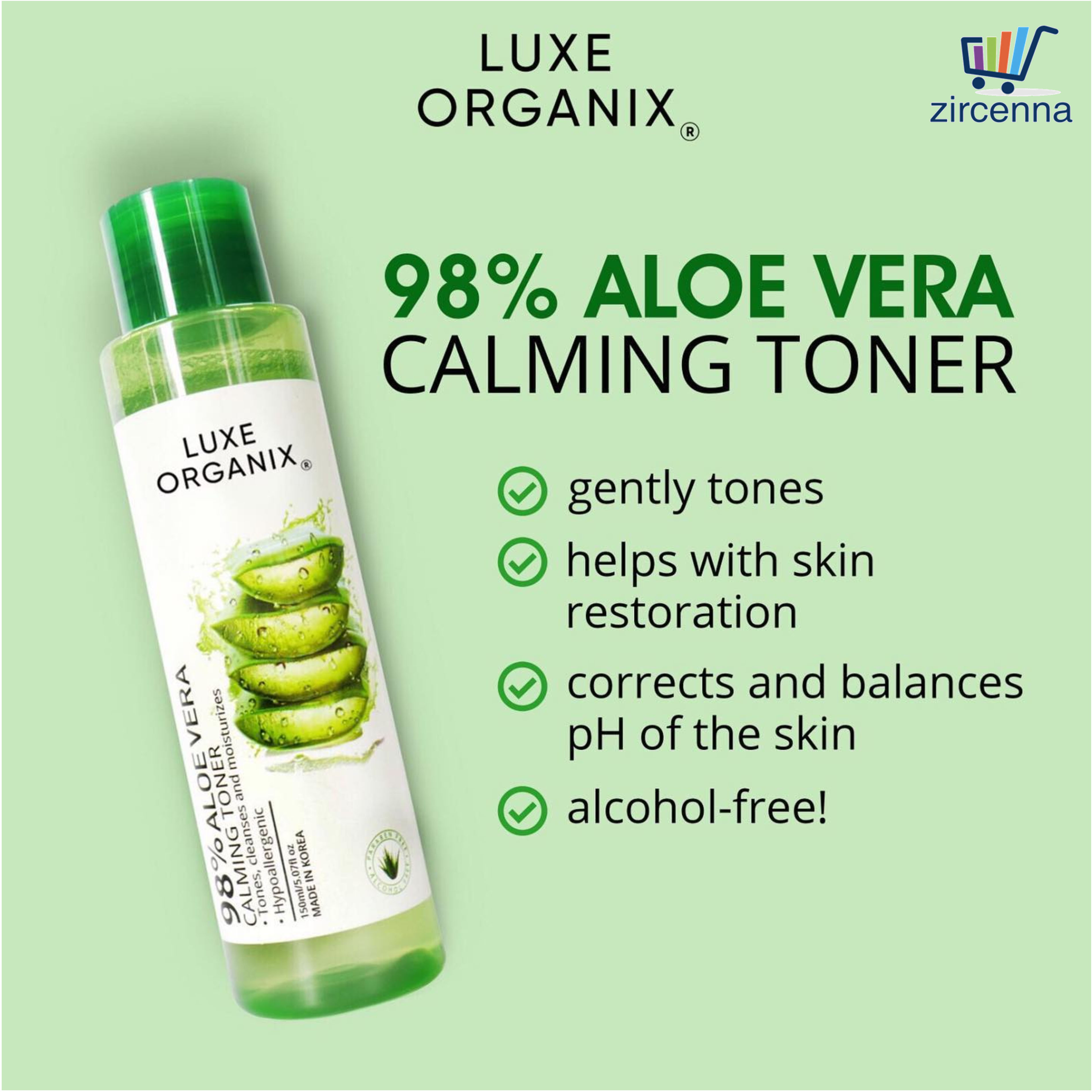 luxe organix aloe vera calming toner benefits