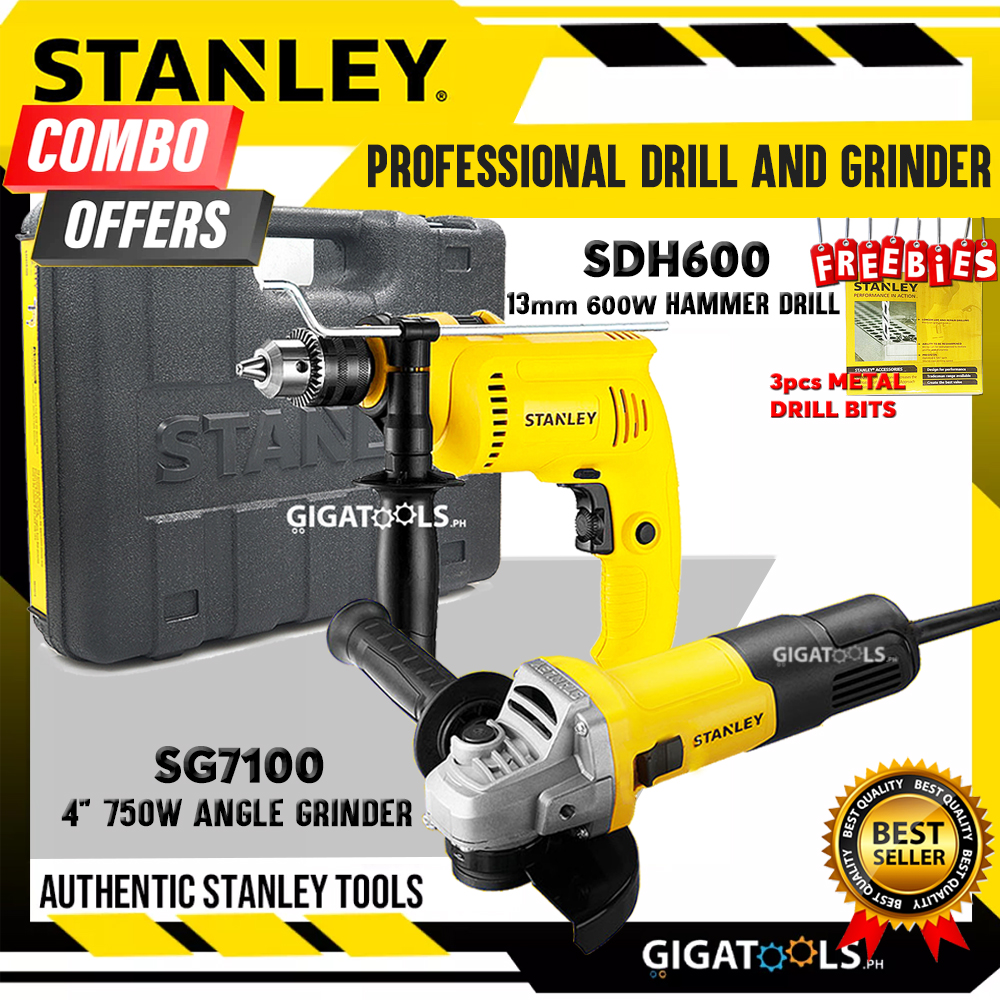 Stanley COMBO SDH600 Hammer Drill 13mm 600W and Stanley SG7100 4