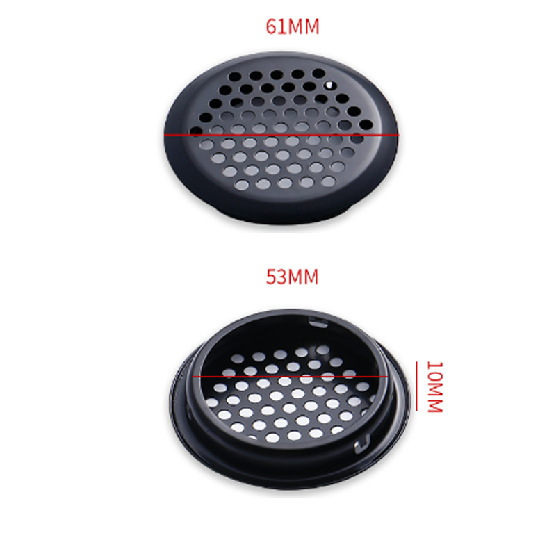 Cabinet Ventilation Mesh 10-Pack Black Stainless Steel Vent Covers - 2.1 Inch (53mm) Round Louver For Cabinets, Bee Hives Shoe Wardrobe
