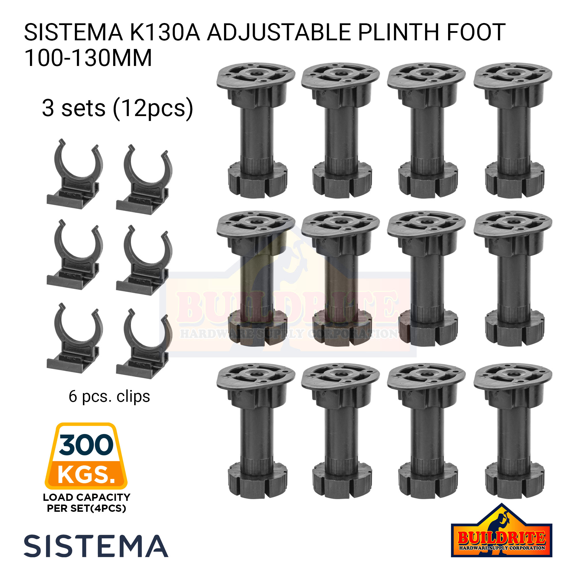 Sistema K A Pcs Mm Black Abs Plastic Adjustable Plinth Foot