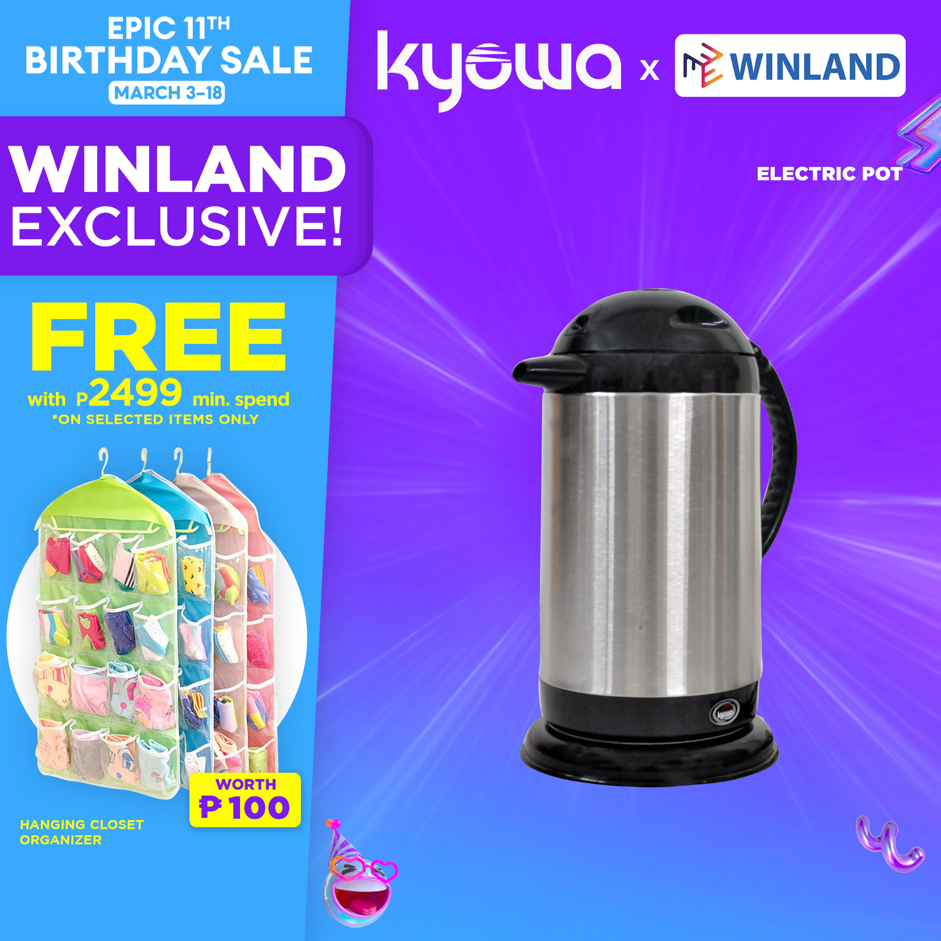 KYOWA by Winland 1.5Liters Electric Water Pot Thermos Pot 550watts KW1322 Lazada PH