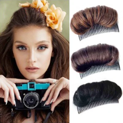 Black Women Hairpin Hair Fluffy Invisible Hair Combs Hair Pad Hair Bun False Hair Clip Princess Styling Tools