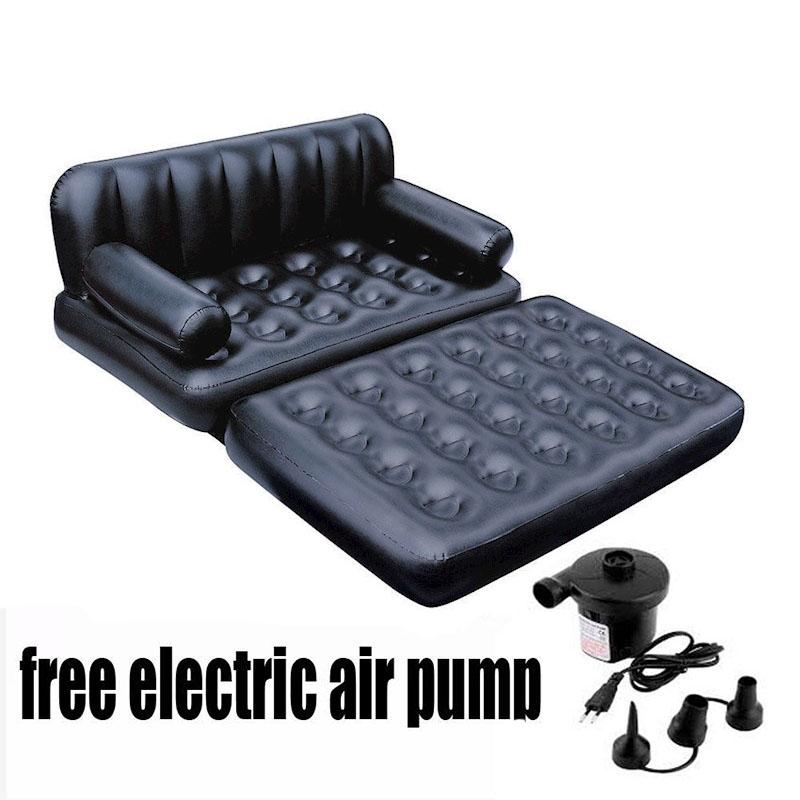 Inflatable Sofa Air Bed Couch, 5 In 1 Inflatable Sofa Air Bed Couch With Electric Pump Black
