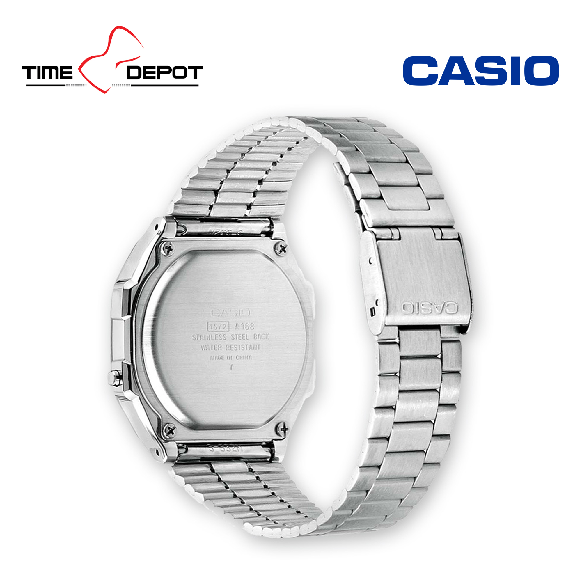 Casio A168WA-1WDF Vintage Digital Silver Stainless Steel Strap