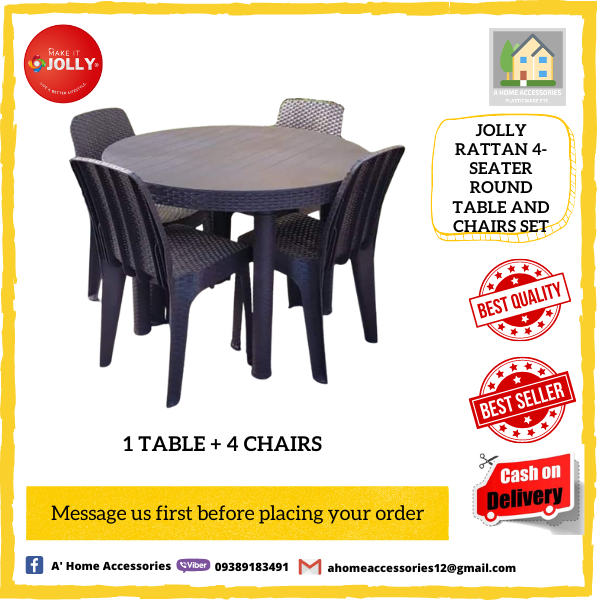 Jolly 4seater Round Rattan Table and Chairs Set Lazada PH