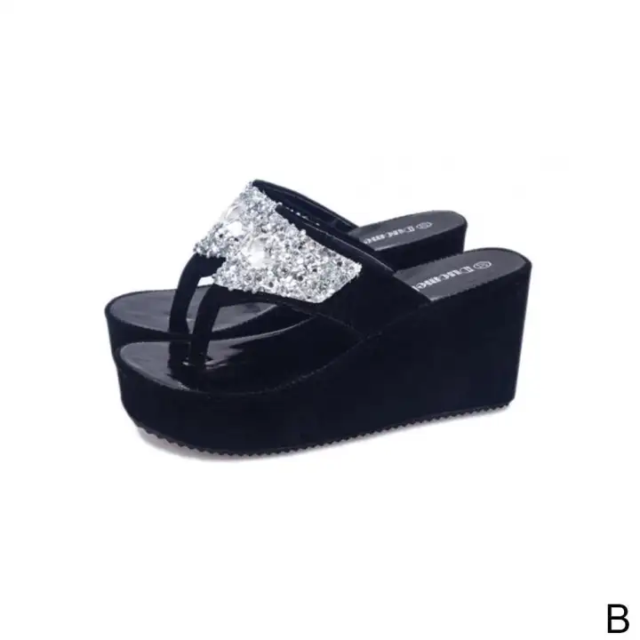 sparkly wedge flip flops