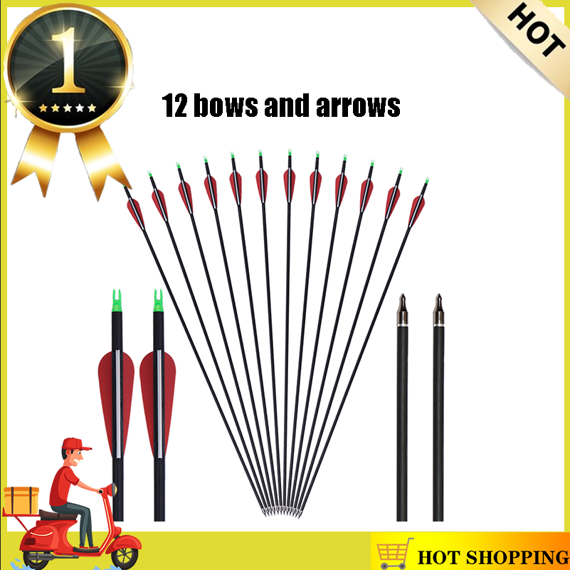 【Spot】12Pcs Training Practice 7.8mm Arrow Full Carbon Fiber Archery