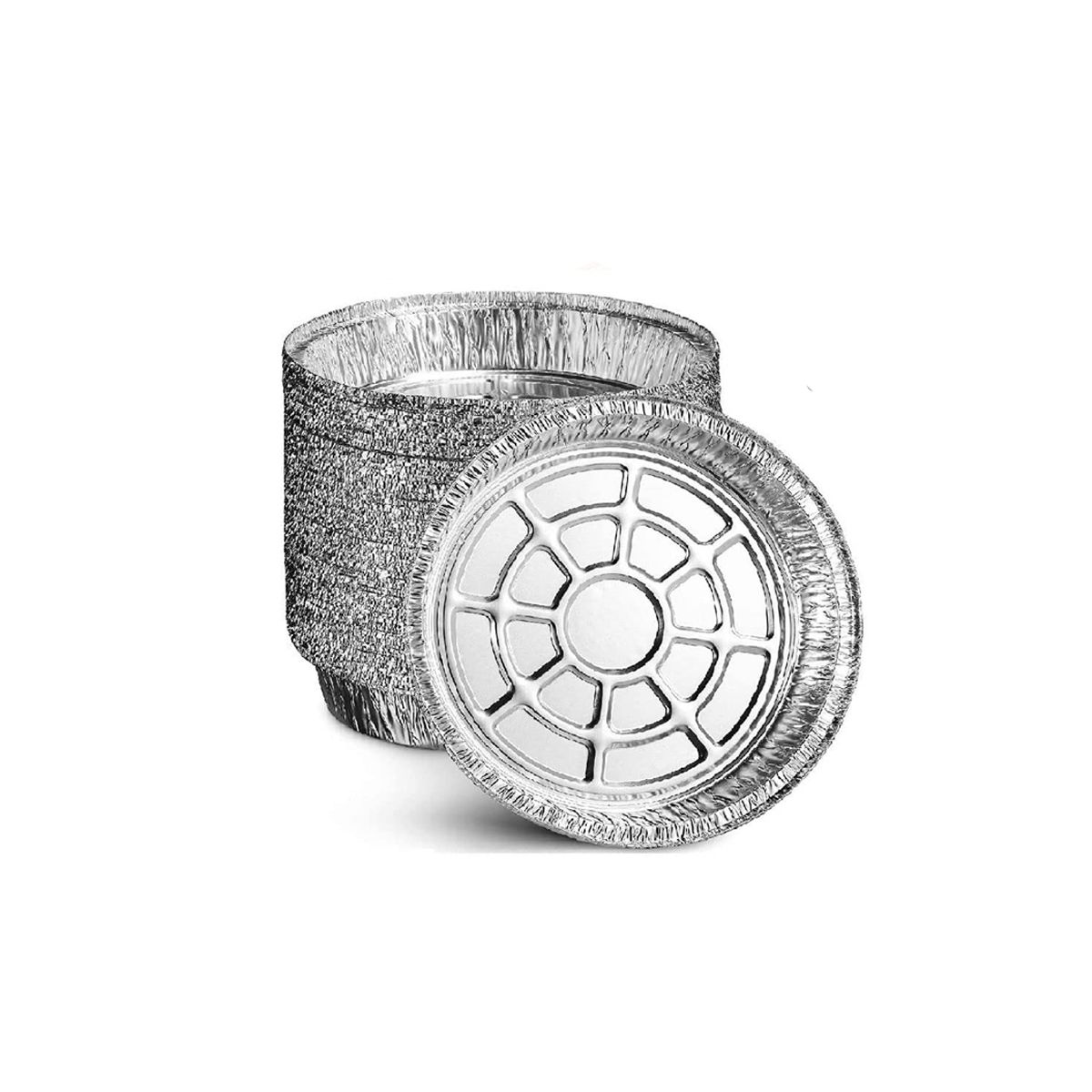 50Pcs Disposable Non-Stick Microwave Baking Round Aluminium Foil Trays Aluminum Foil Tin Box Containers Air Fryer Liner