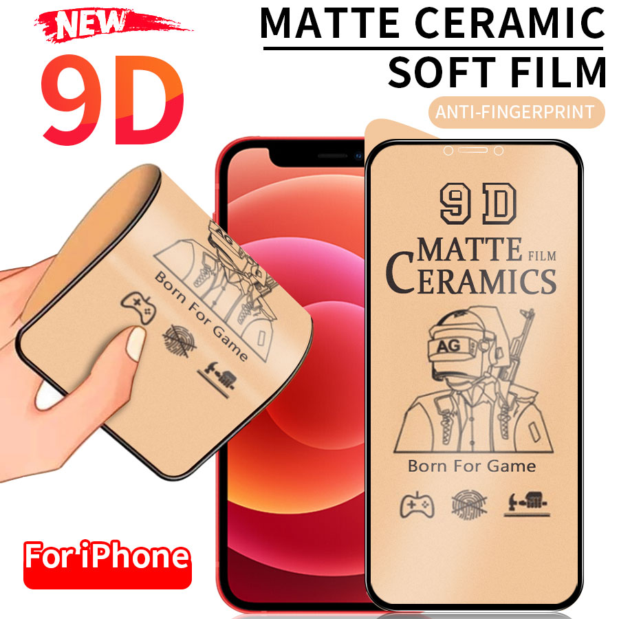 Kính Cường Lực Gốm Dẻo cho Chống Vân Tay full màn cong Chống Trầy cho iPhone 15 14 13 12 11 Pro Max 12 mini XS XR X 8 7 6 6s Plus SE 2020