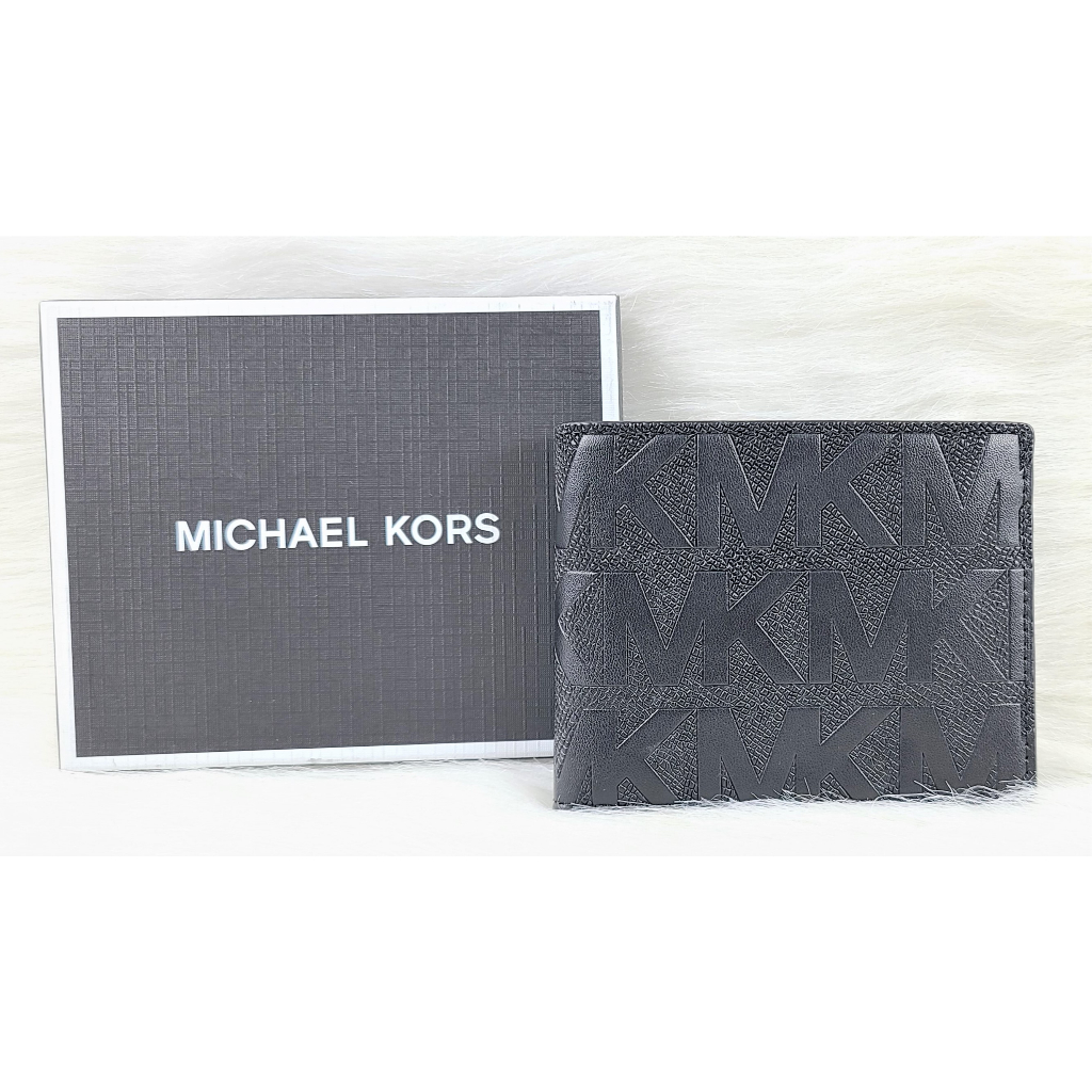 Michael Kors Mens Andy Leather Organizational Bifold Wallet Black Small