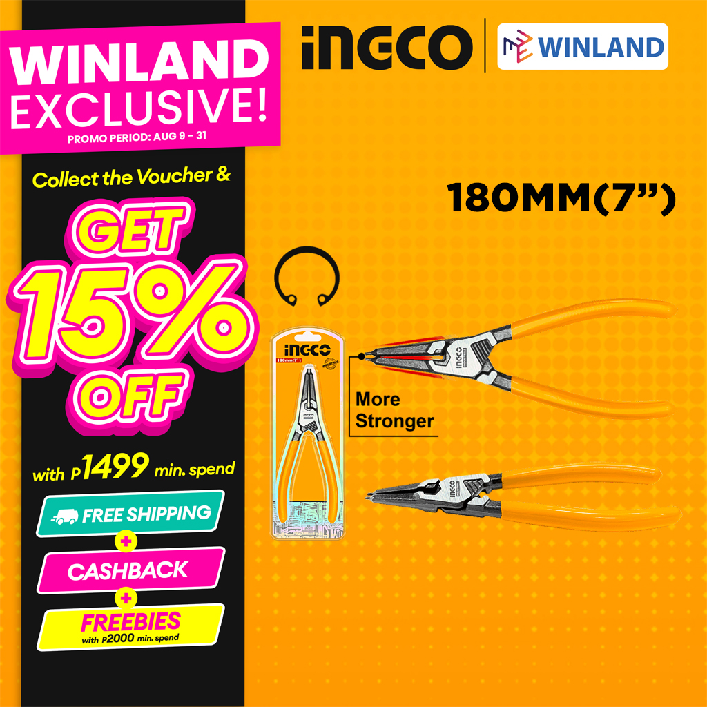 INGCO by Winland 7"/180mm Straight External & Interior Seeger Ring