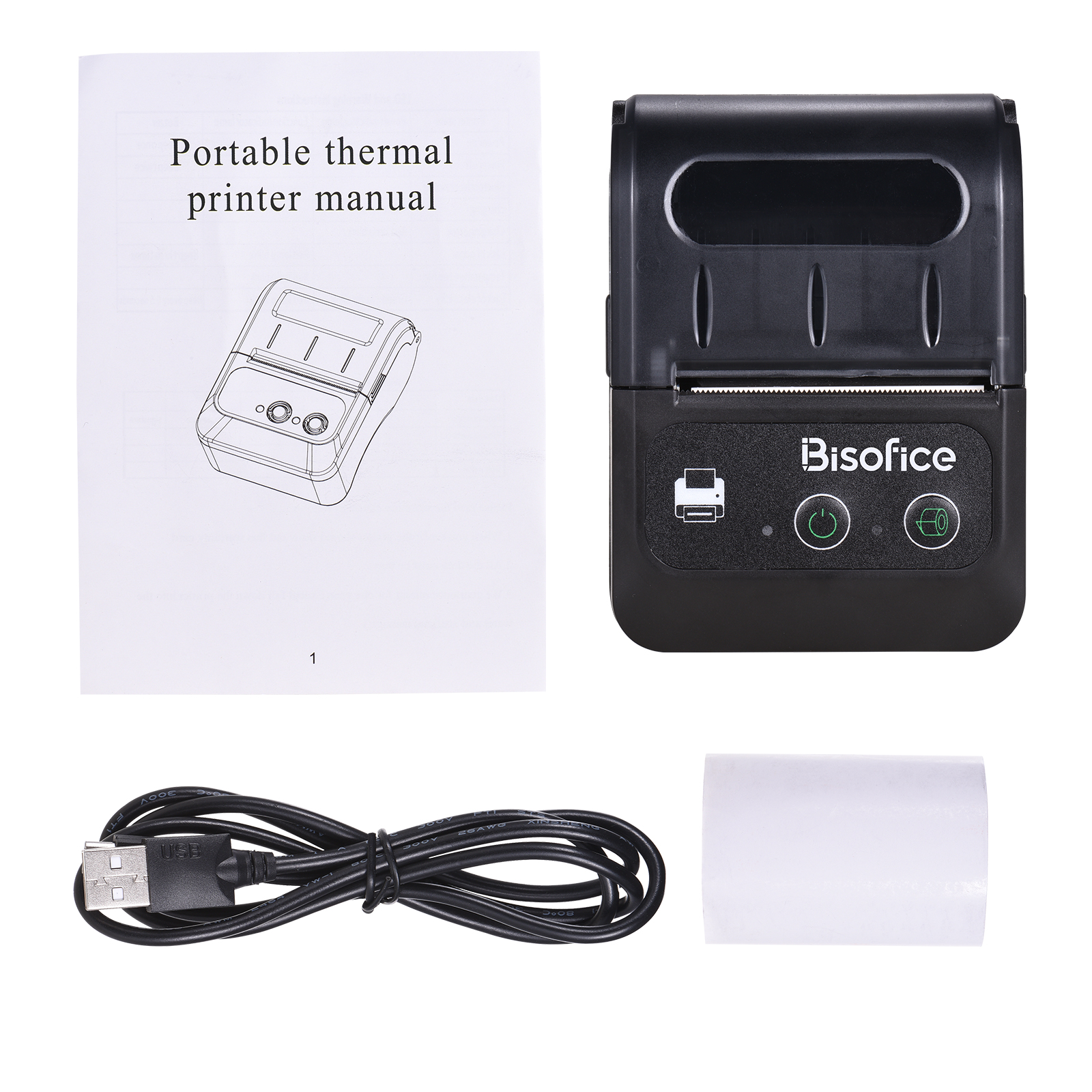 (Free 1 Roll Paper)Aibecy Portable Wireless BT Mini Thermal Printer 58mm 2 Inch Thermal Receipt Printer Command Compatible with Android/Windows for Small Business Restaurant Retail Store