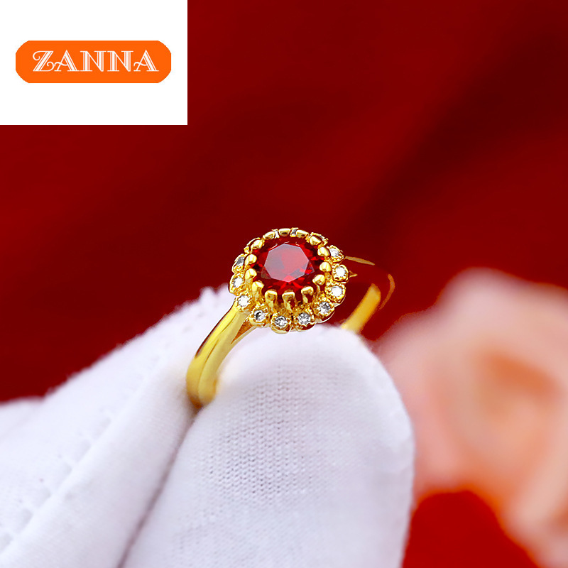 18k gold สร้อยคอผู้หญิง little daisy gem ring earrings three piece set