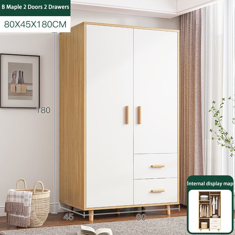 Wardrobe Wooden 3 /2Doors Clothes Storage Small Unit