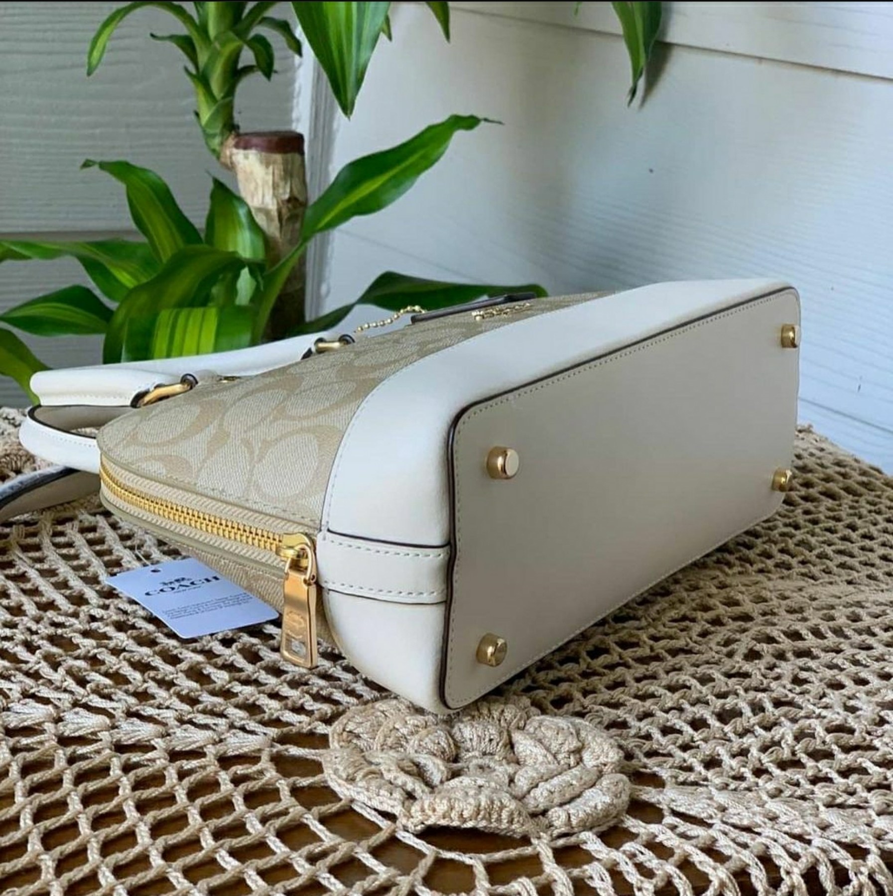 Coach F27583 Signature Mini Sierra Satchel Handbag Light Khaki Vintage –  Balilene