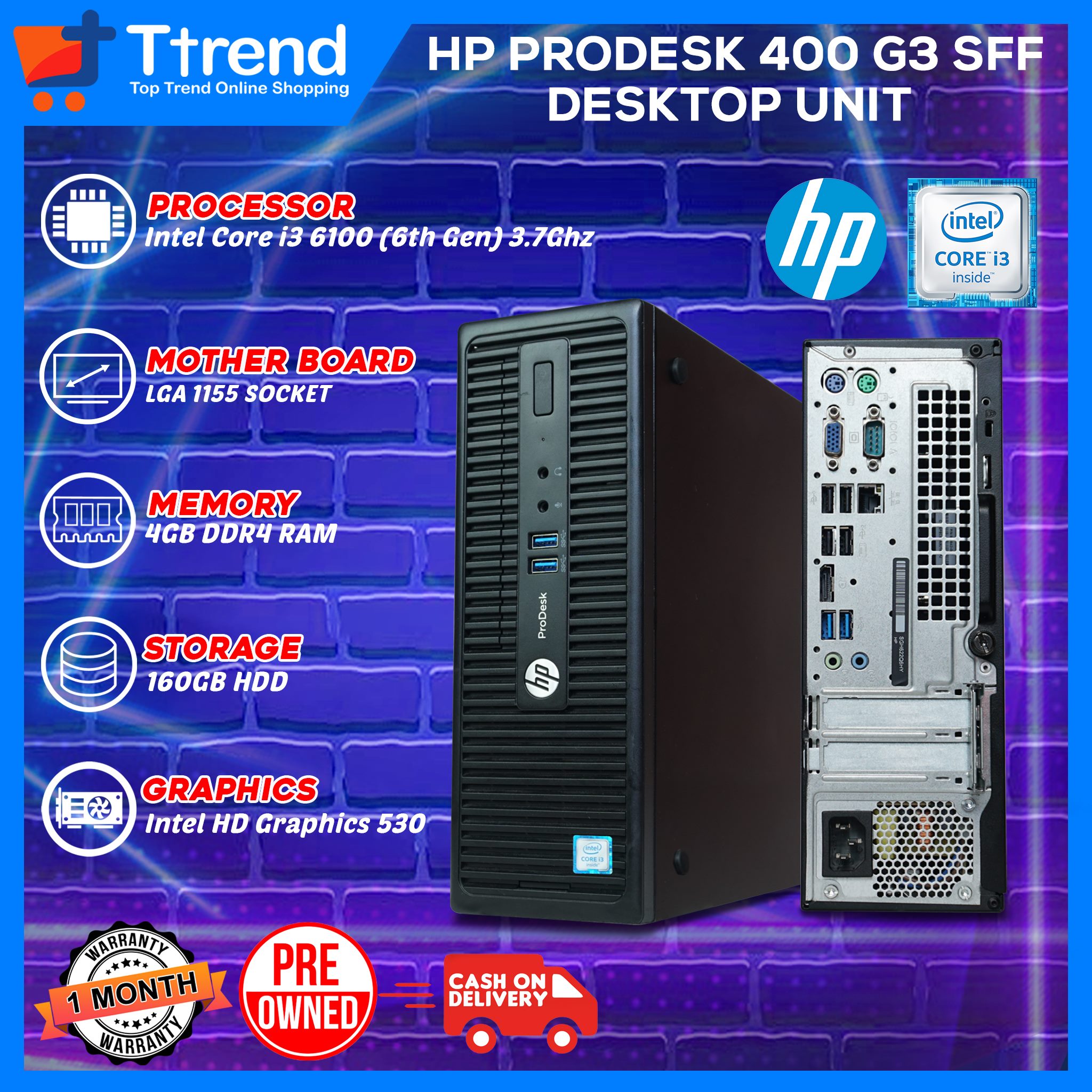 HP Prodesk 400 G3 SFF Desktop Computer | Intel Core i3 6th