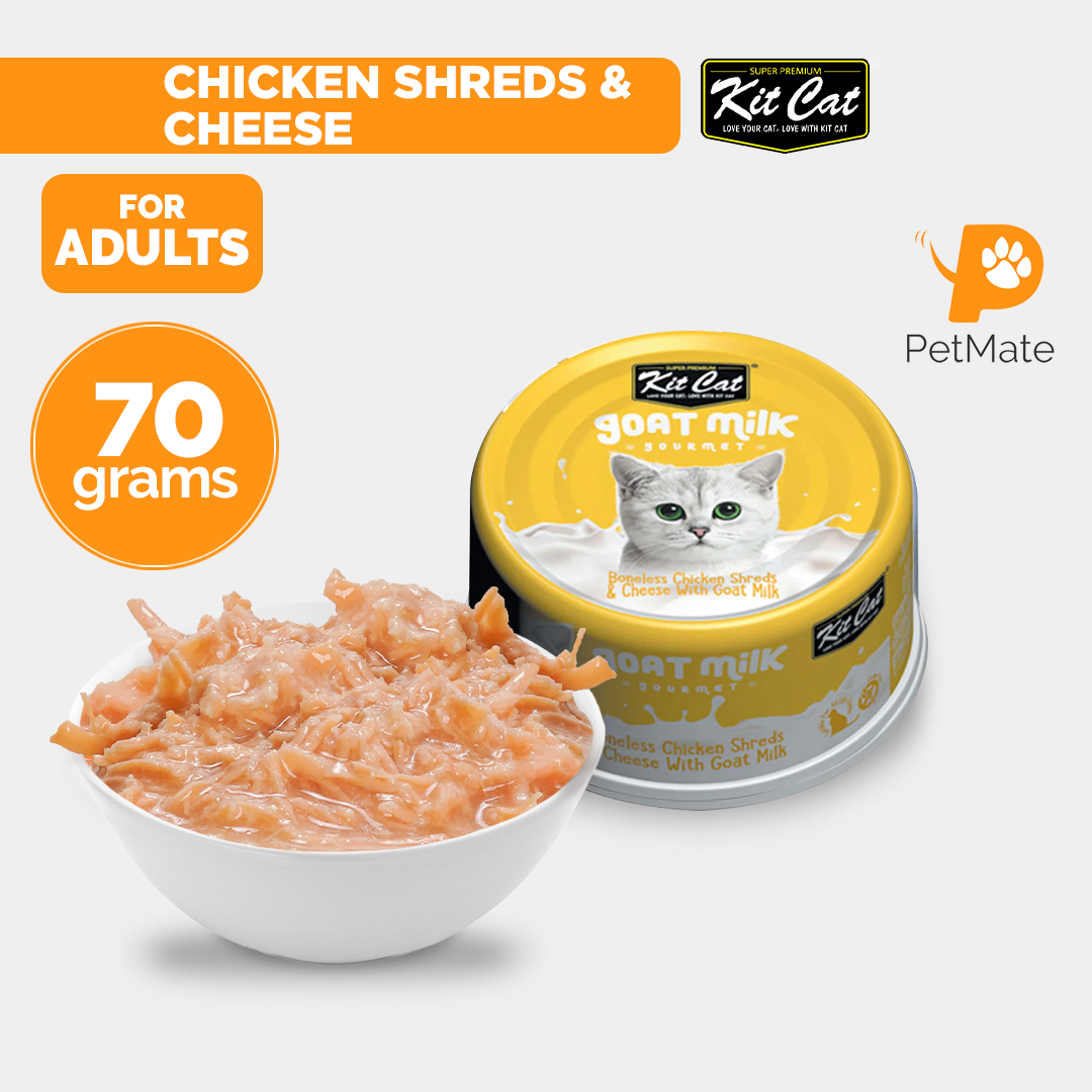 KitCat Goat Milk Adult Cat Wet Food Can Boneless Chicken and Cheese 70g ...