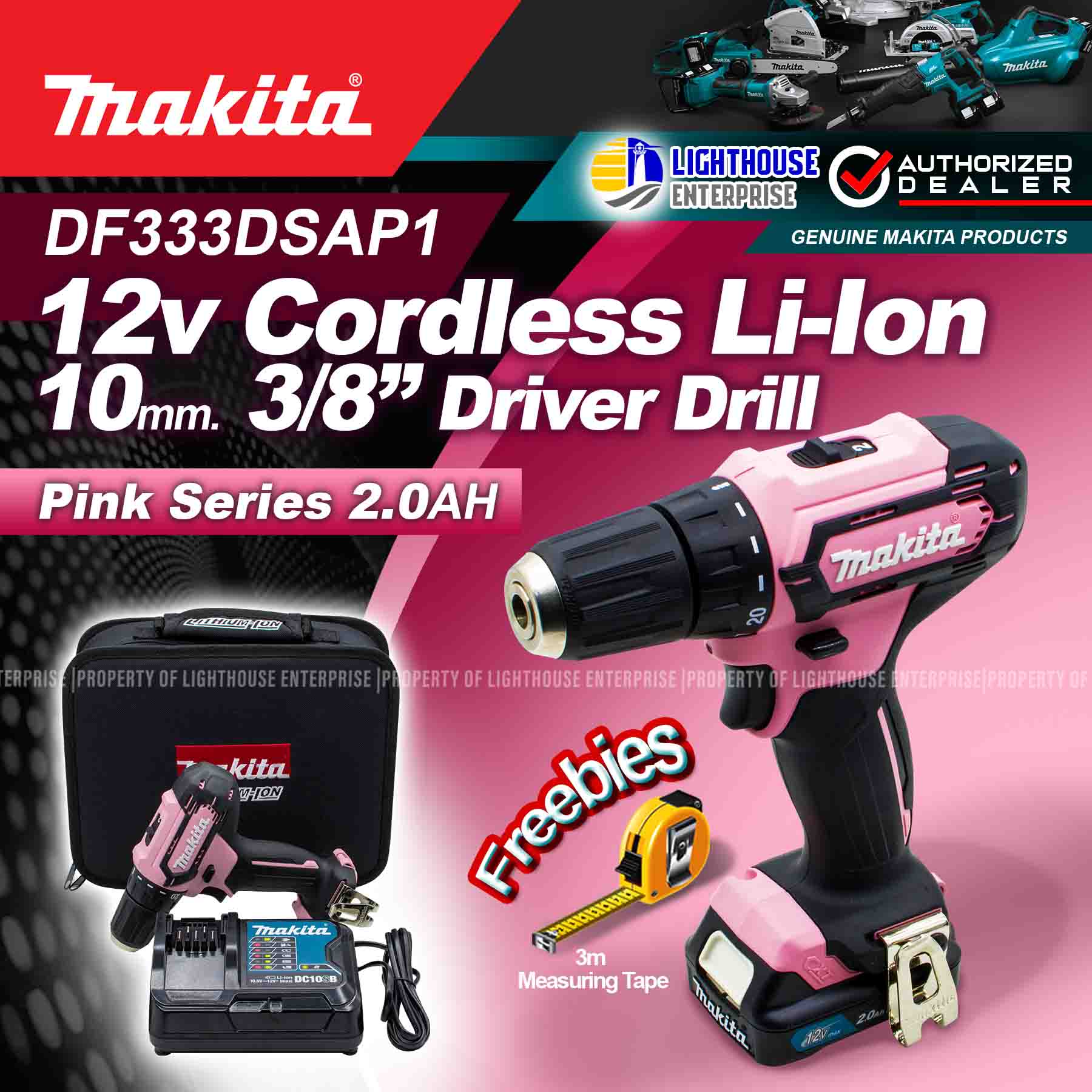 indbildskhed Overskyet Due MAKITA 10mm(3/8") 28N.m Cordless Driver Drill 12Vmax CXT™ Li-ion Pink  (Limited Edition) (DF333DSAP1) w/FREE 3M Meter *LIGHTHOUSE ENTERPRISE* |  Lazada PH