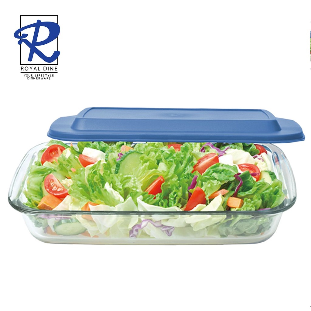 Royal Dine Hampton 1 Liter Rectangular Glass Baking Dish with Lid Cover