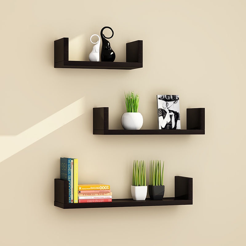 3PCS Wall Shelves Wooden Floating Space Saver Book Shelf Storage Rack