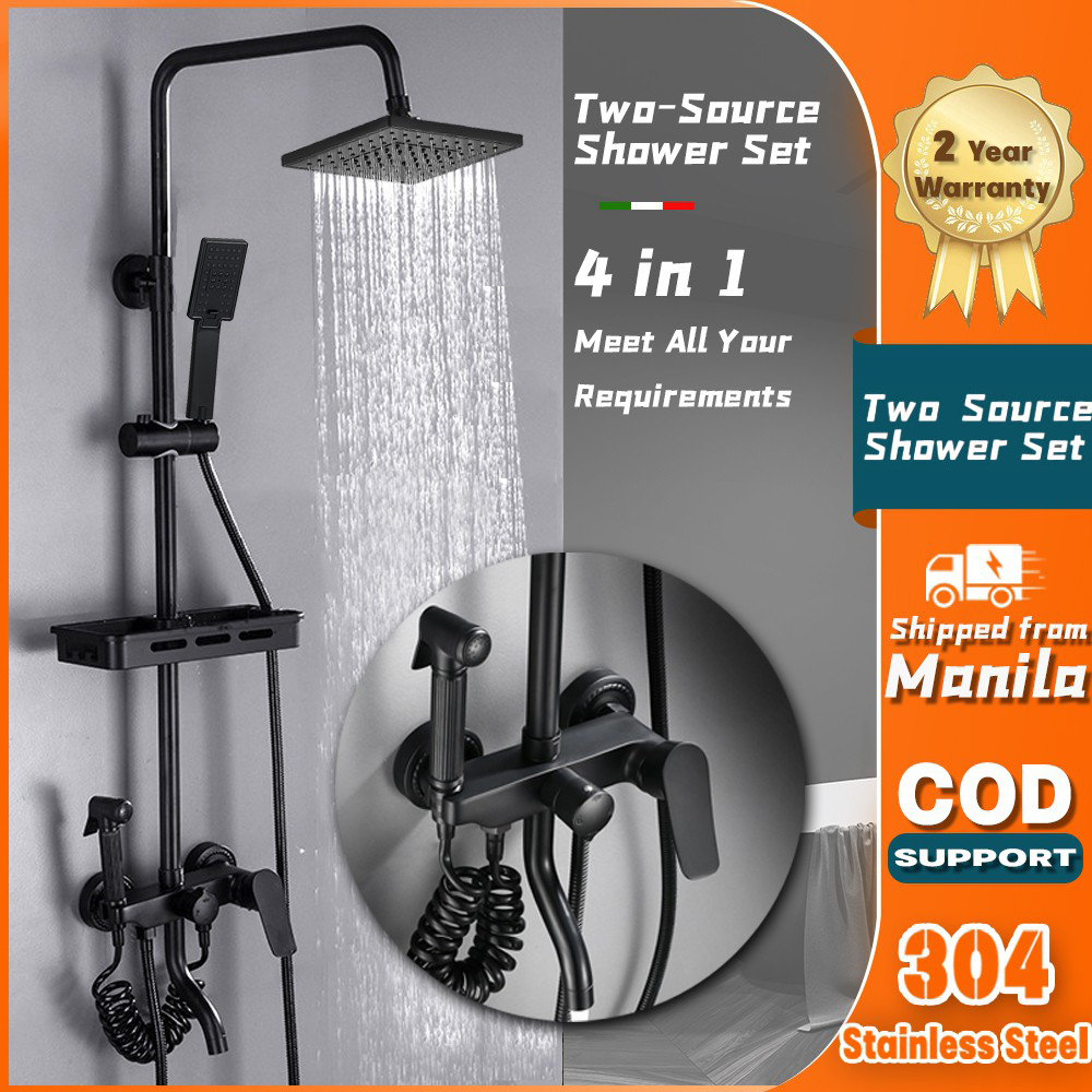 CHUANGCHAO 304 Stainless Steel Bathroom 4 in 1 Round Shower Set with ...