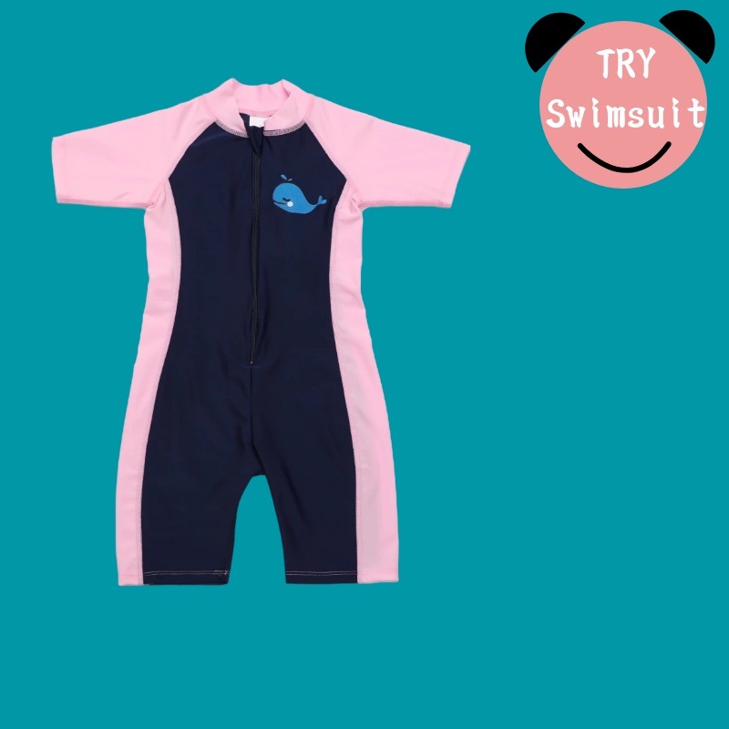 TRY Girls and Boys One Piece Rash Guard Swimsuit Kids Water Sport Short