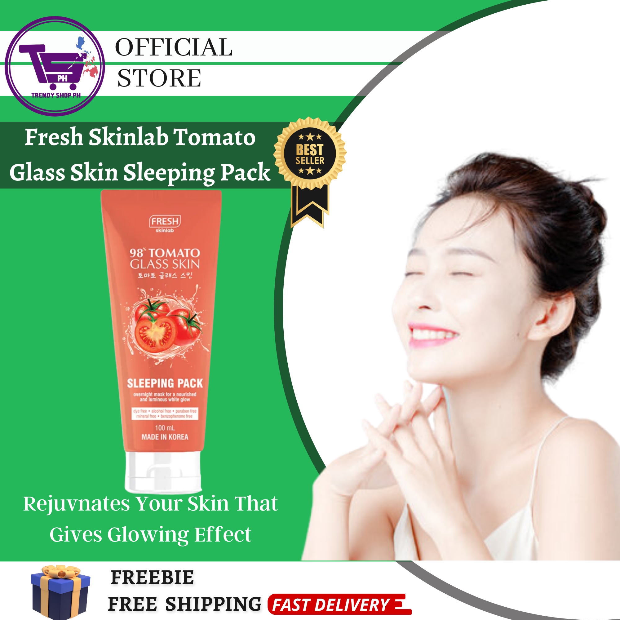 FRESH SKINLAB TOMATO SLEEPING PACK 100ML REJUVENATING GLOWING SKIN 985