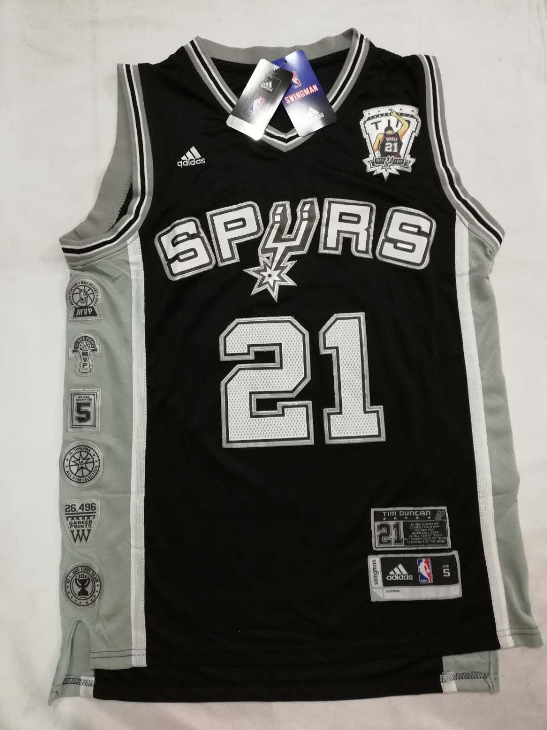 San Antonio Spurs #21 Tim Duncan Gray Static Fashion Jersey on