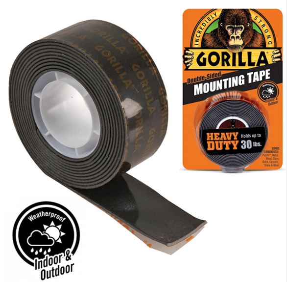 Gorilla 1 in. x 10ft. Black Heavy Duty Mounting Double Sided Tape