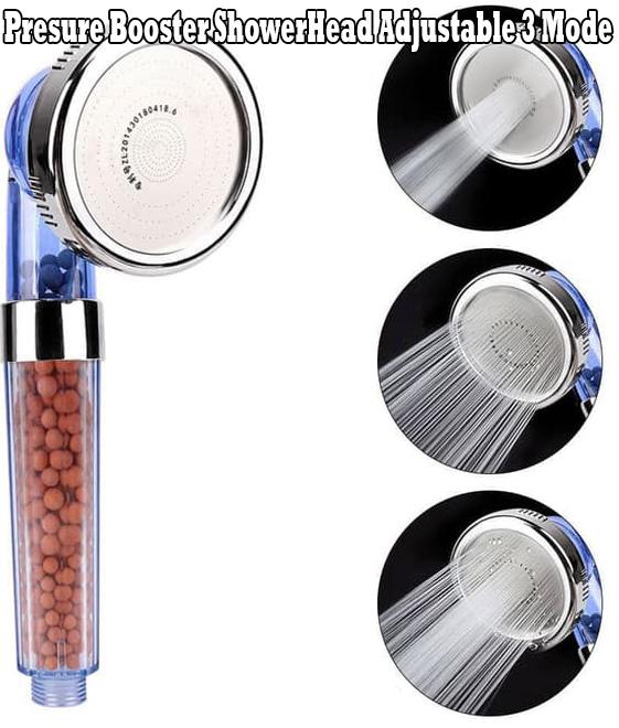 Presure Booster ShowerHead Adjustable 3 Mode High Pressure Stone Stream Handheld Shower Head