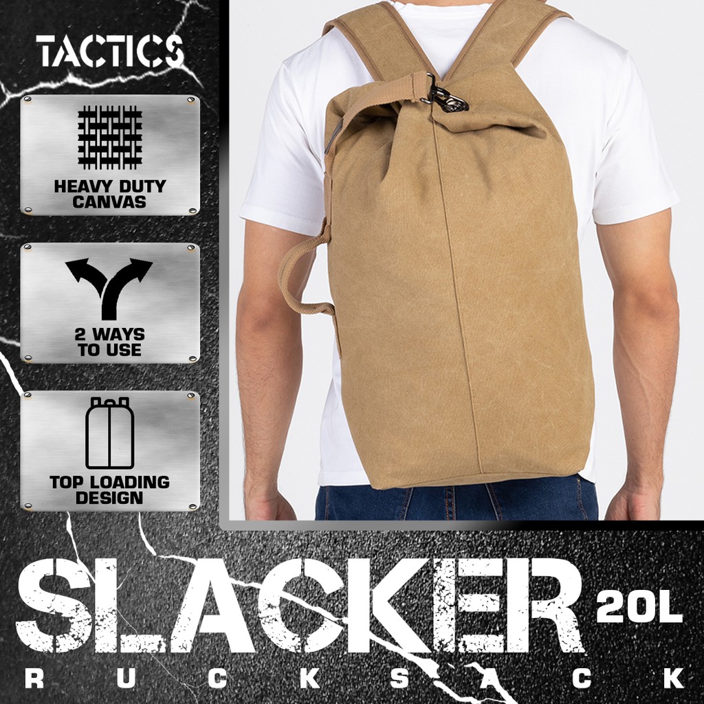 Tactics Slacker Canvas Top Load Double Strap Army Travel Duffle Bag ...