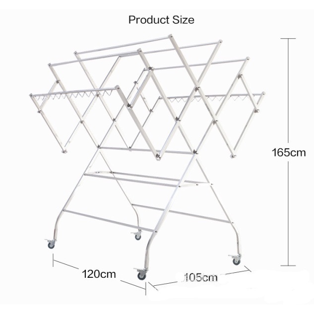 Household Floor Clothes Drying Rack Foldable Multirod Clothes Rack W Umbrella Clothes Drying