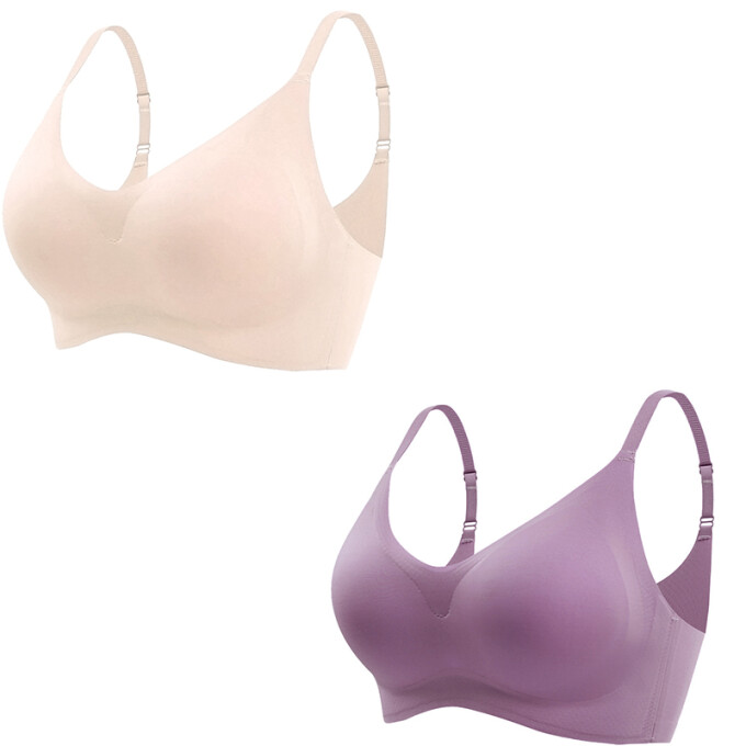 FallSweet 2 pcs/ lot Ice Silk Seamless Bra for Women Simple Wireless  Underwear Soft Breathable Bralette Fiteness Tops S-XL