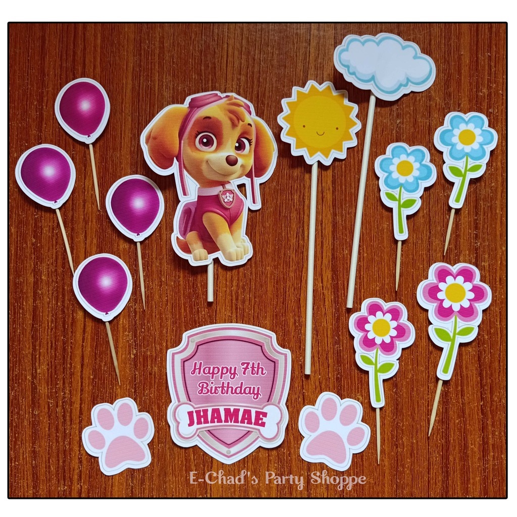 PAW PATROL SKYE Cake Topper Set (FREE Customized Name) | Lazada PH