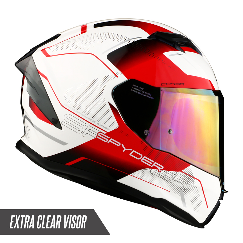 Spyder FullFace Helmet with Dual Visor Corsa GD Sphere S5 (FREE Clear