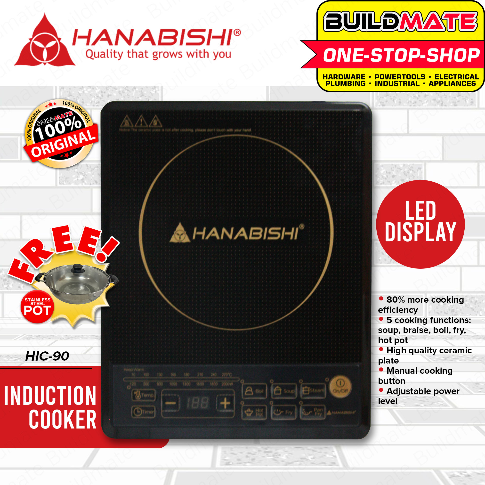 HANABISHI Induction Cooker with LED Display HIC90 •BUILDMATE• Lazada PH