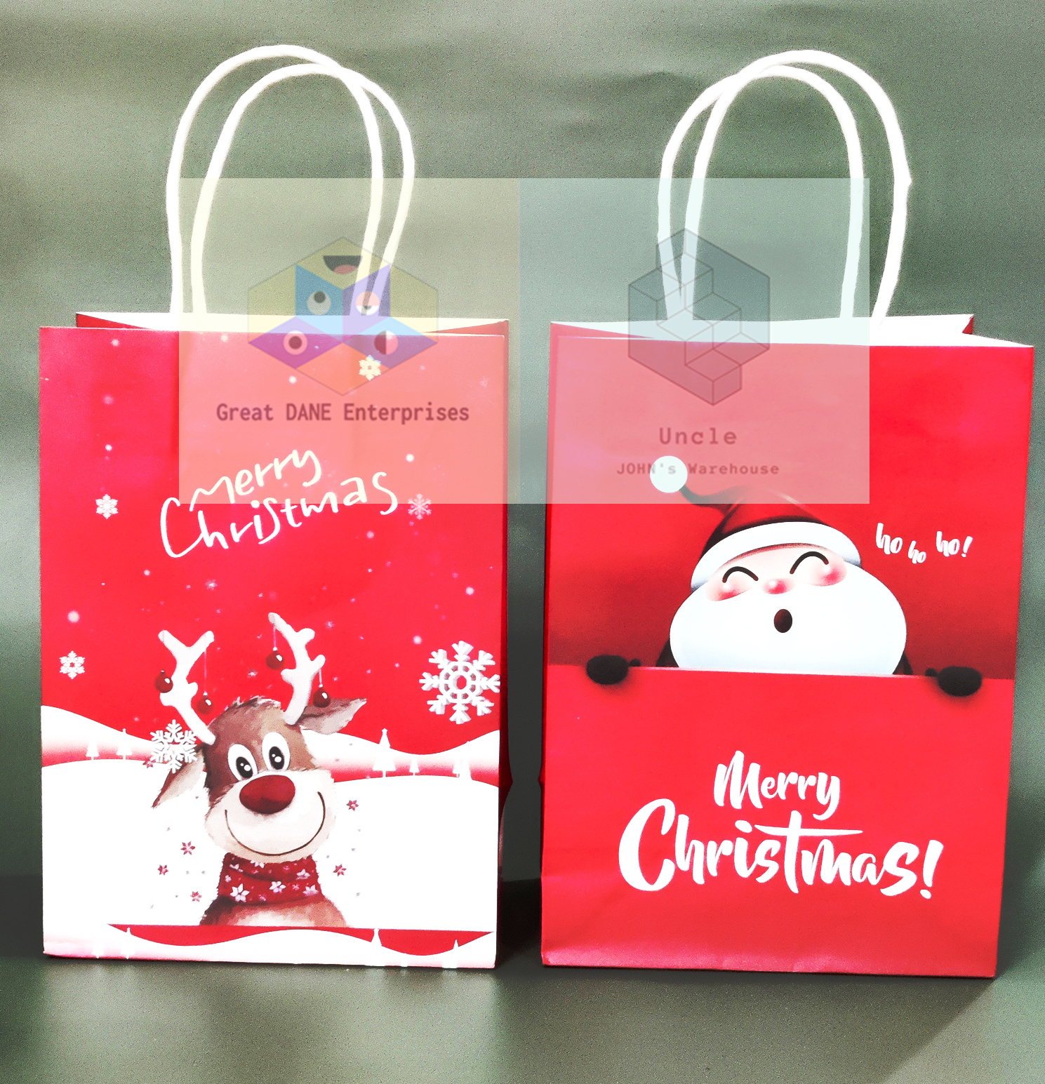 Beautiful Christmas bags decorated with glazed paper