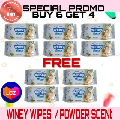 BUY 6 GET 4 FOR FREE Winey Baby Wipes, Regular pack, 80 sheets,
