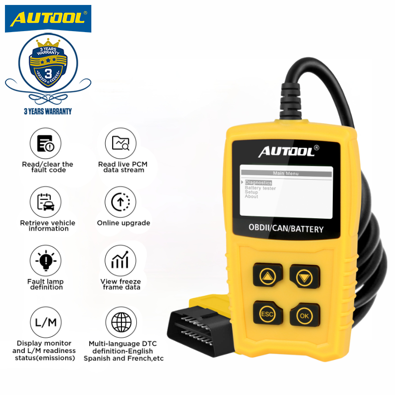 AUTOOL CS330 Automotive/car OBD2 Scanner, Car 12V Battery Tester(Multilanguage ) Car Engine