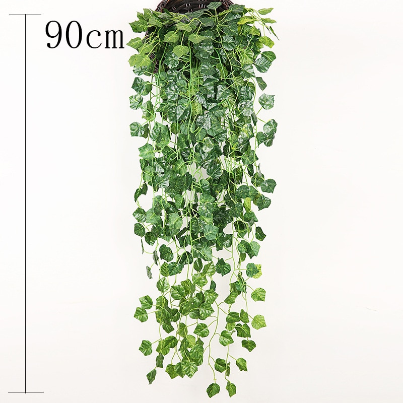 1pc Artificial Plant Vines Wall Hanging Rattan Leaves Branches Outdoor Garden Home Decoration