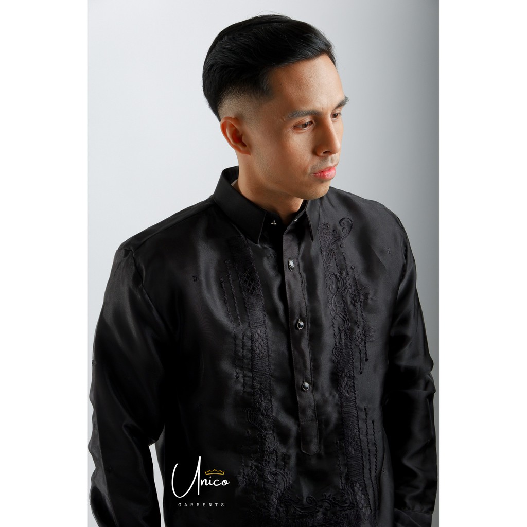 Barong Tagalog for Men Piña Organza with Lining Stand Out Black Lazada PH