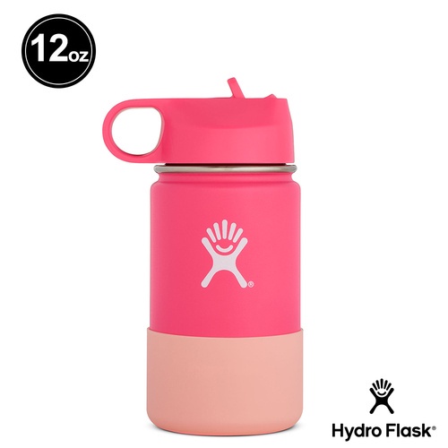 Hydro Flask 12 oz Kids Wide Mouth Straw Lid Bottle Peony