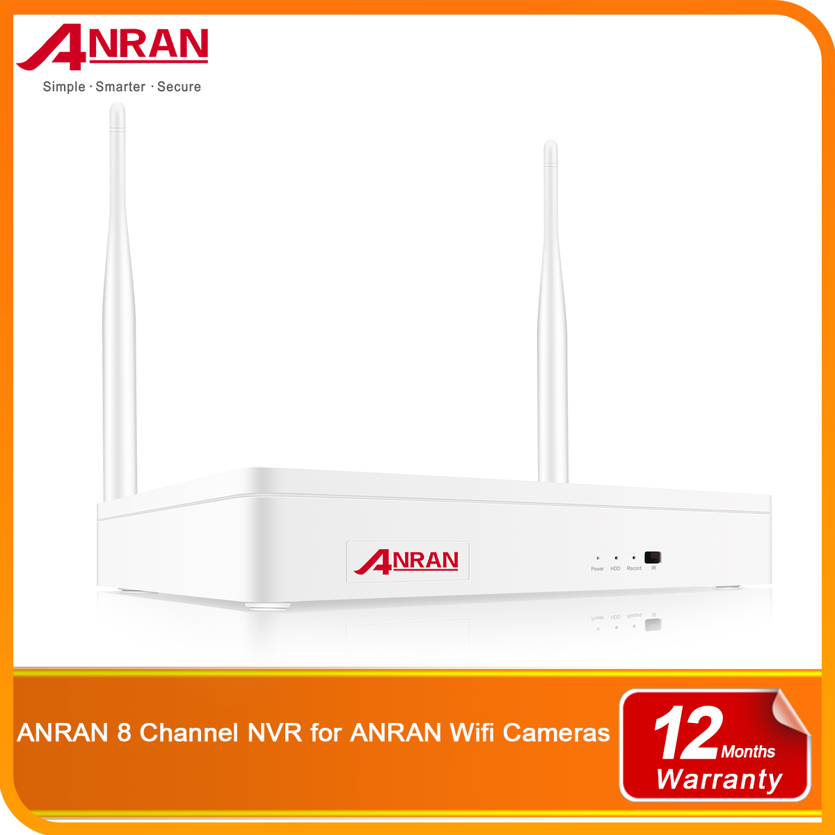 CCTV Security Systems 8 Channel Wireless NVR for ANRAN 3MP or 5MP Wifi