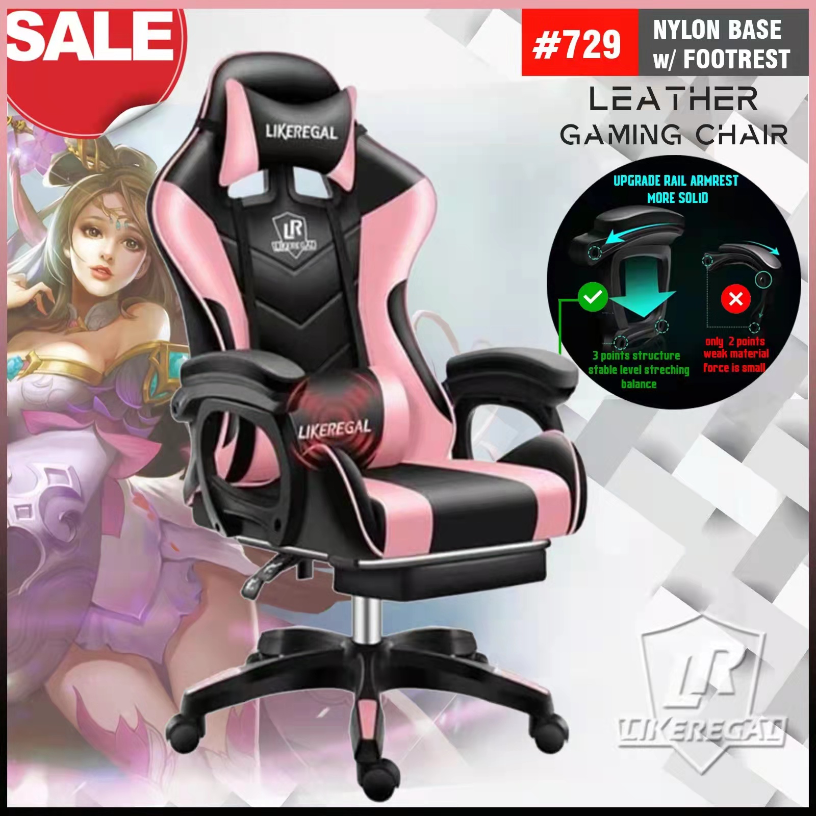 Likeregal gaming 2025 chair pink