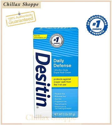 Desitin Daily Defense Baby Diaper Rash Cream with Zinc Oxide, 2 Oz