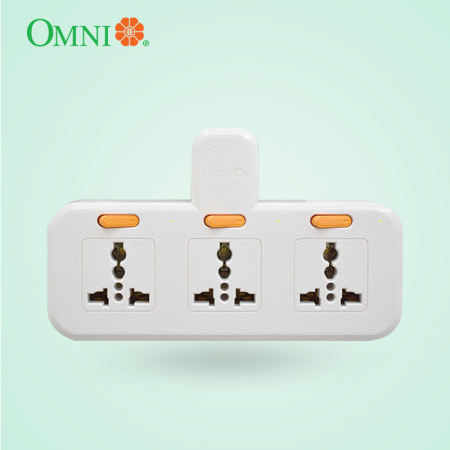 Omni 3-Gang Wall Universal Adaptor 10A with Individual Switch and Power Indicator - WUA-032