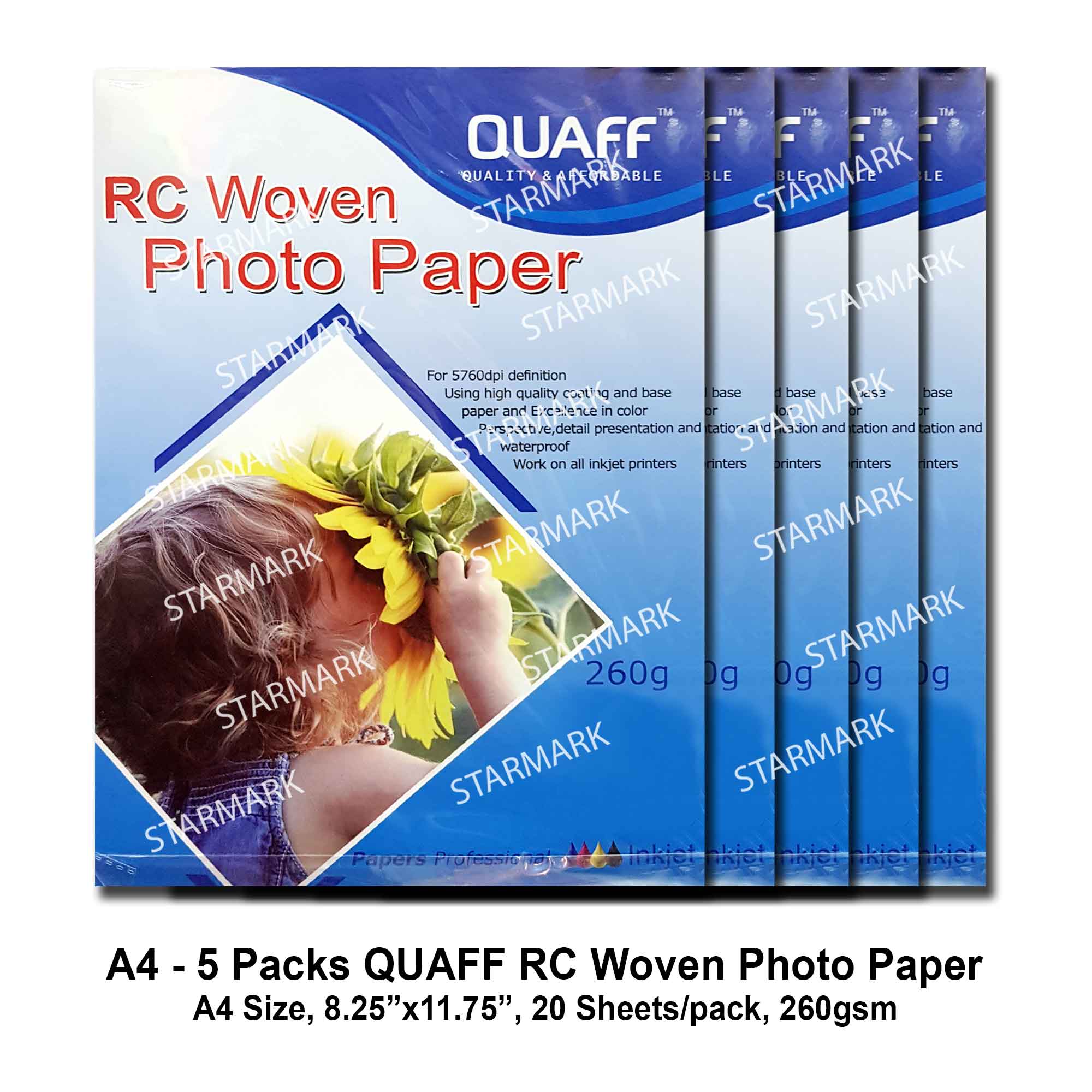 5 Packs Quaff RC Woven Photo Paper Papers Photopaper Photopapers A4