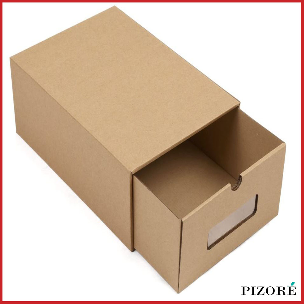 PIZORE Shoe Box Storage Organizer with Transparent Window, Storage Drawer, Foldable Stackable